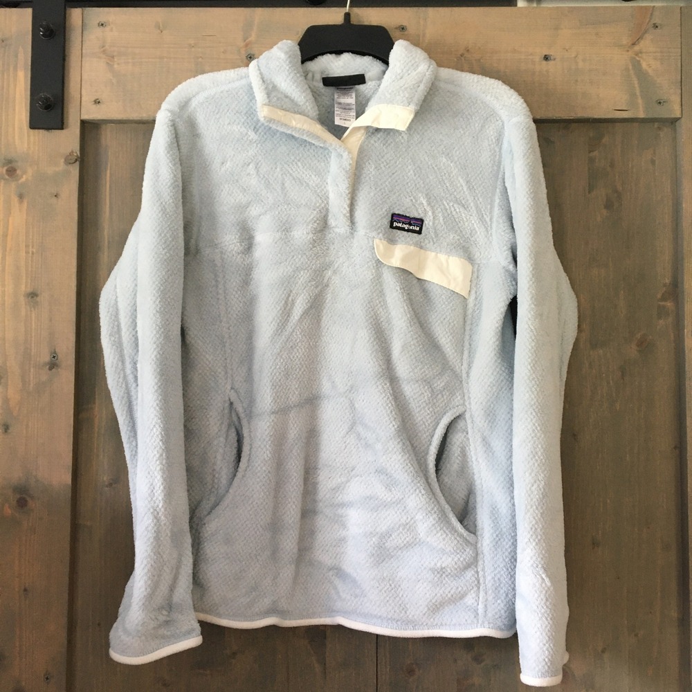 Patagonia Re-tool Snap-T Pullover Womens Large Light Blue Fleece Jacket